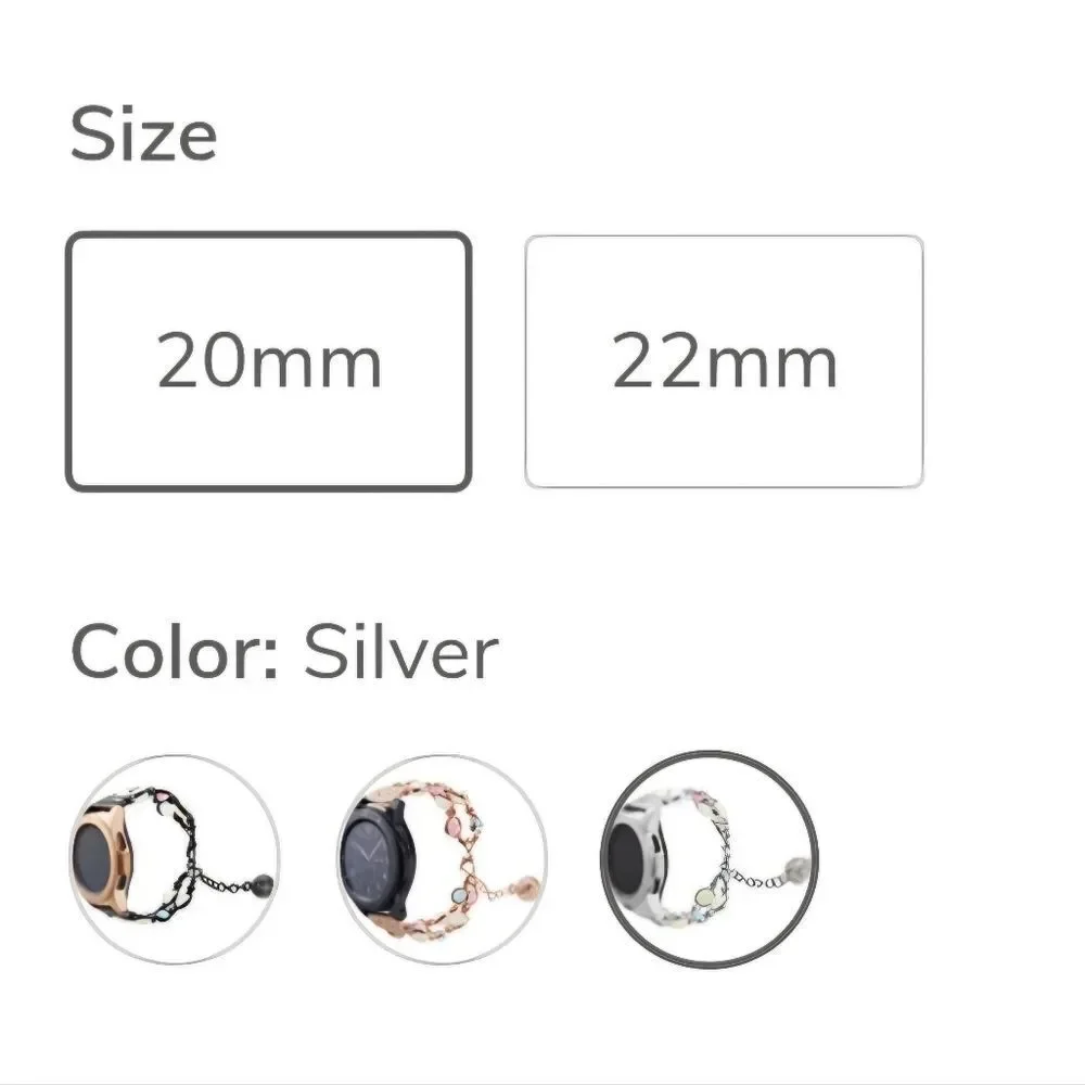 Luminous Beaded Bracelet Watchband SILVER 20mm SAMSUNG ANDROID NEW FANCY BANDS